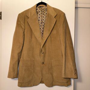 Haggar Hess’s Vintage Mens Tan Corduroy Blazer Style Jacket Size 42